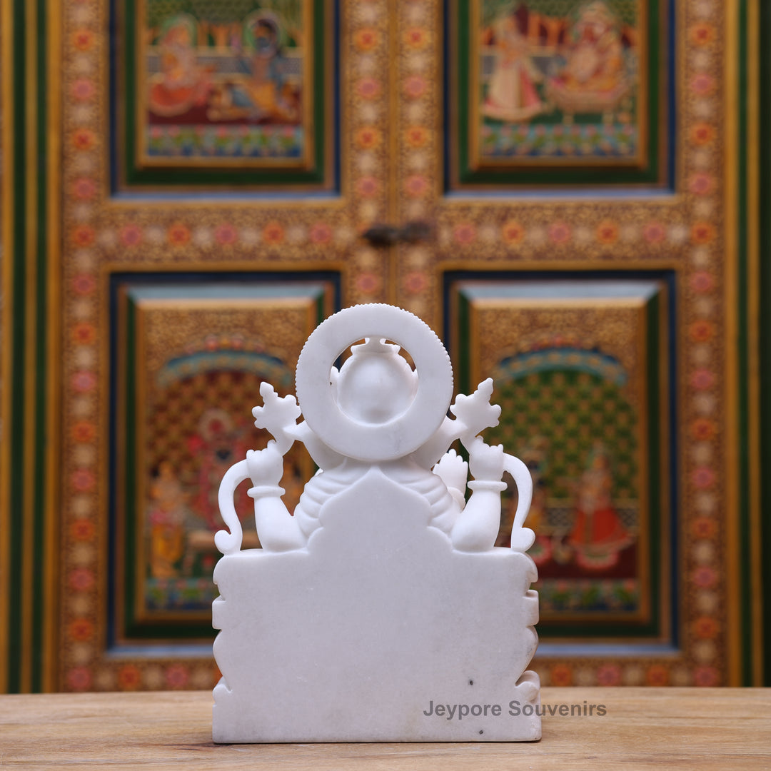 12" Pure White Marble Handcrafted Lord Ganesha Idol