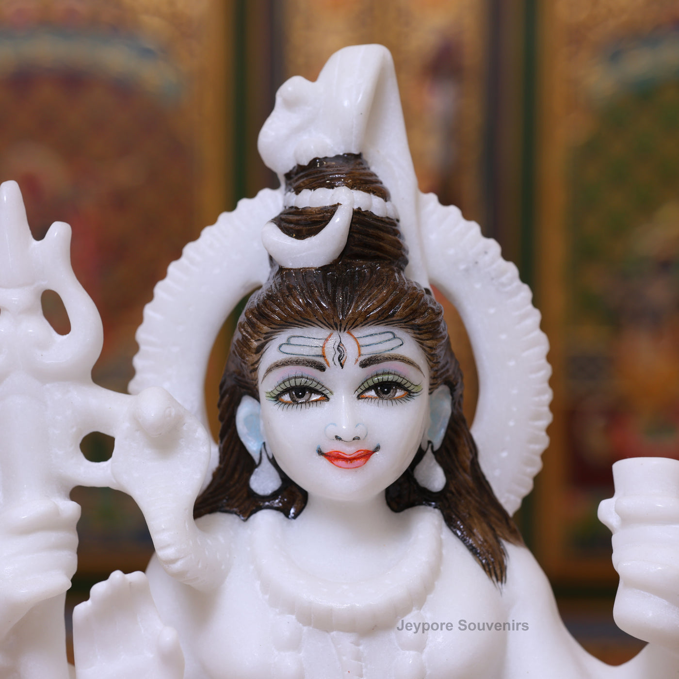 12" Pure White Marble Lord Shiva Idol with Trishul