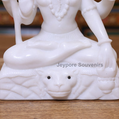 12" Pure White Marble Lord Shiva Idol with Trishul