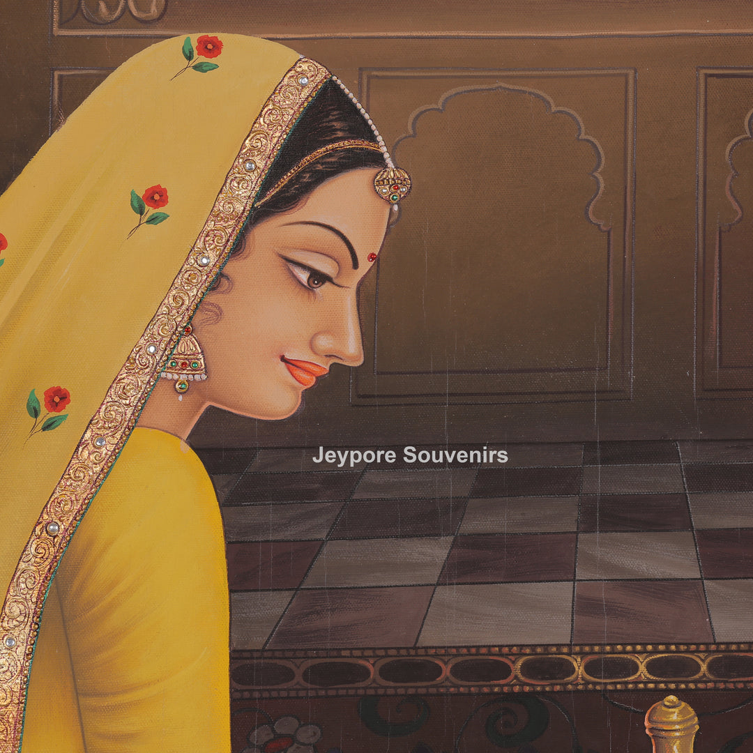 Handcrafted Ladies Playing Chausar Canvas Painting