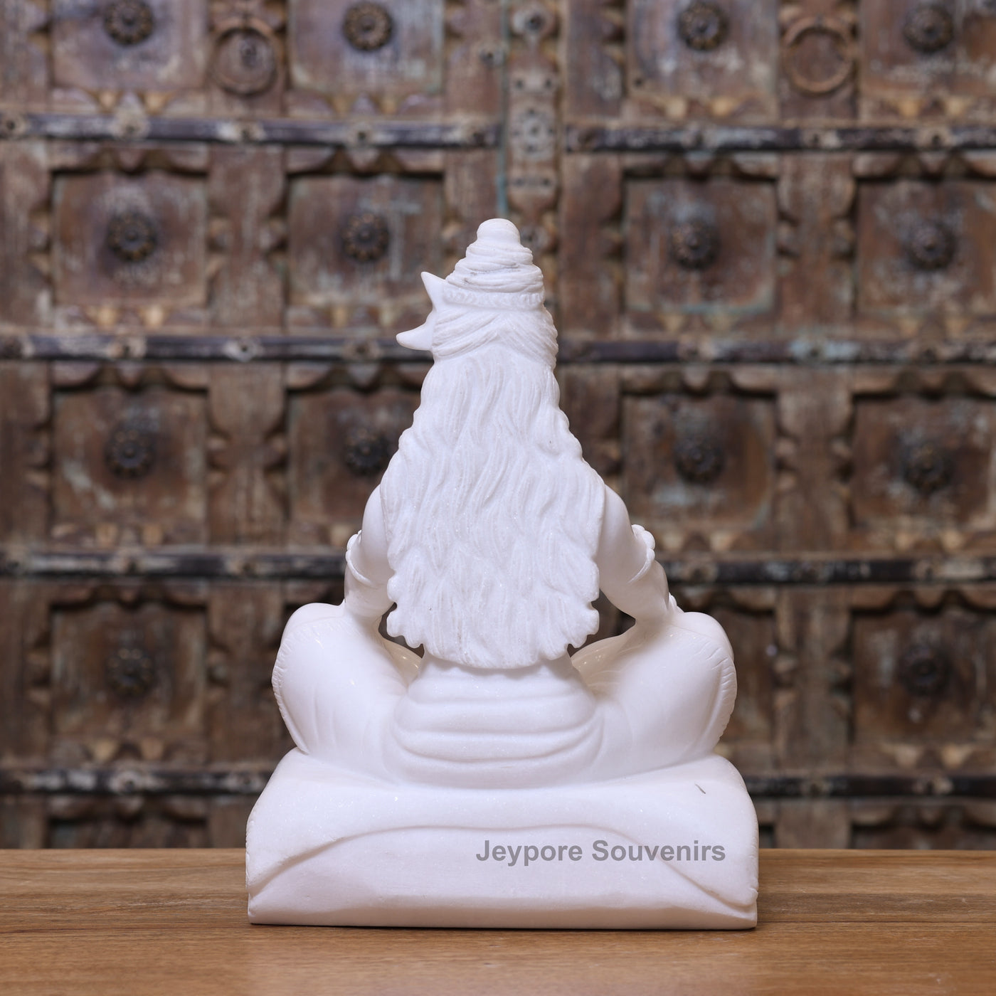 15" Lord Shiva White Marble Statue in Meditation Pose