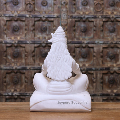 15" Lord Shiva White Marble Statue in Meditation Pose