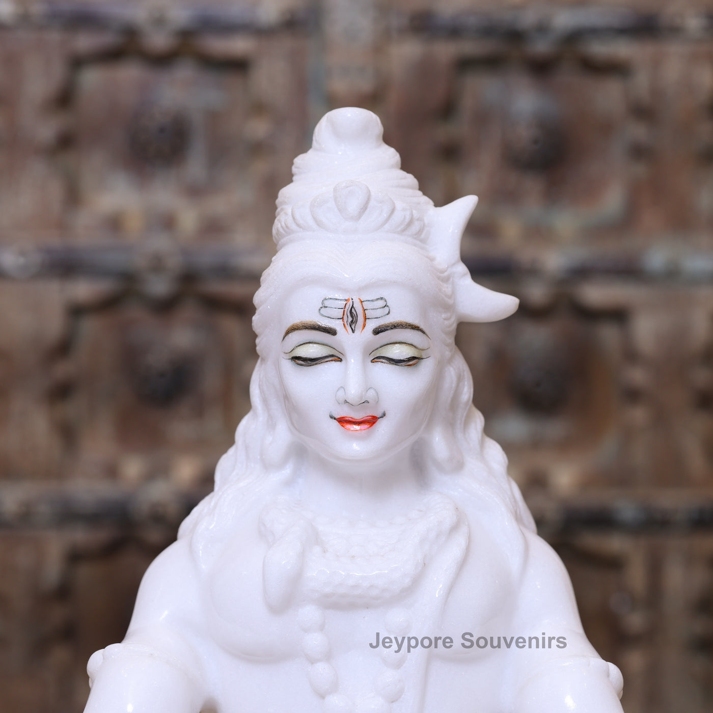 15" Lord Shiva White Marble Statue in Meditation Pose