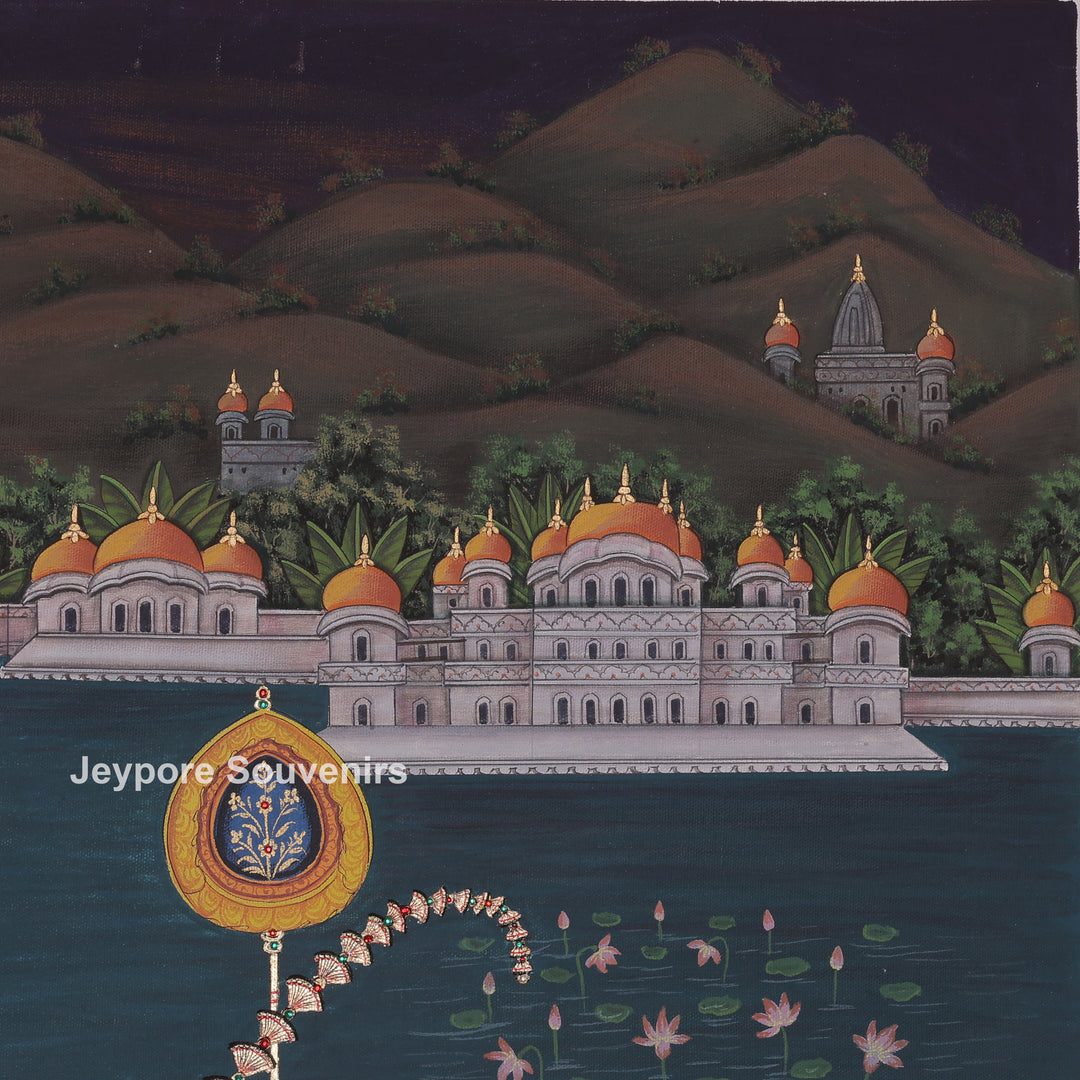 Nauka Vihar Canvas Painting With Radha, Krishna &amp; Gopis