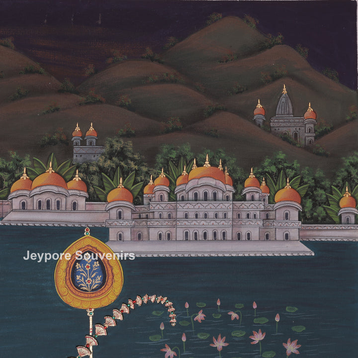 Nauka Vihar Canvas Painting With Radha, Krishna &amp; Gopis