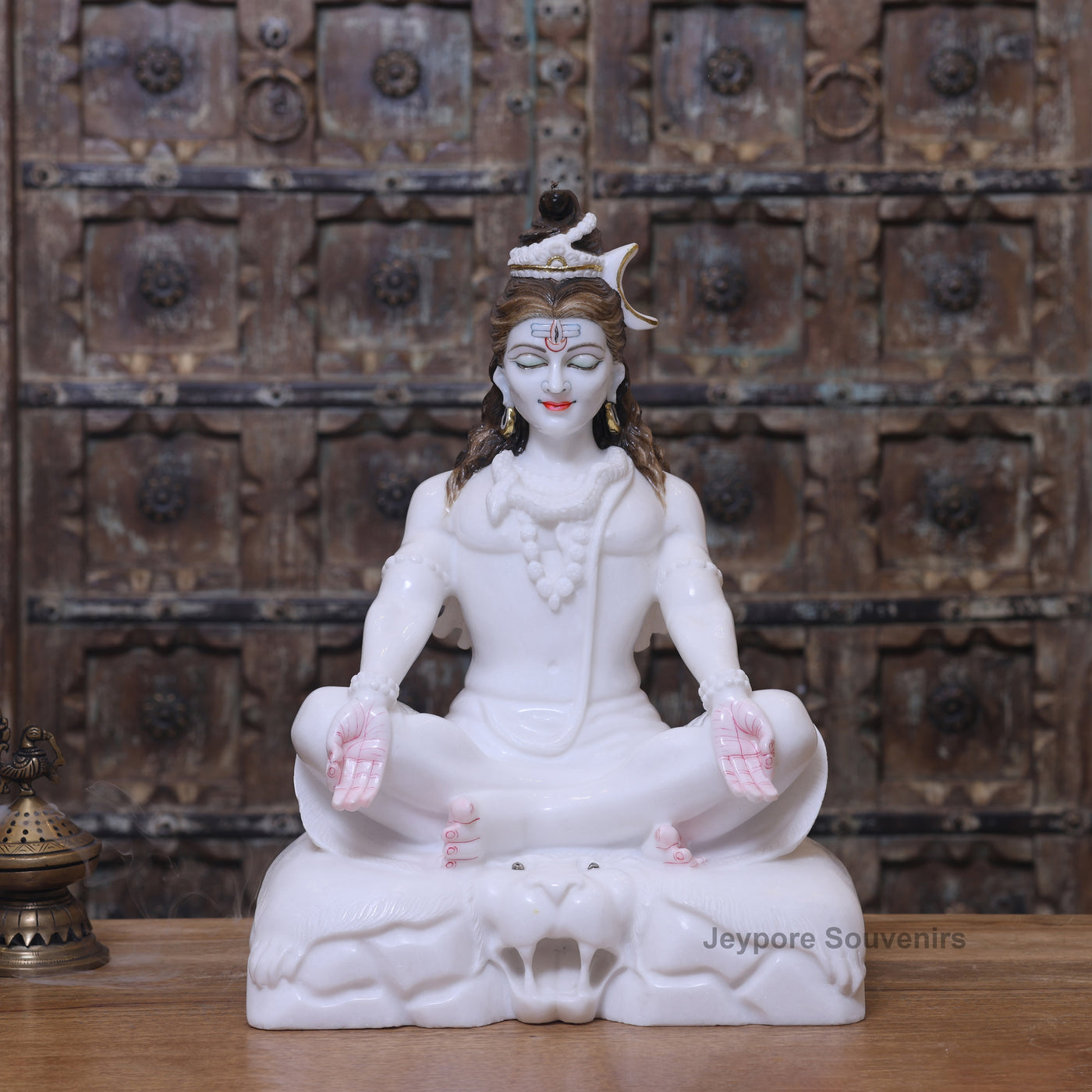 18" Pure White Marble Lord Shiva Idol