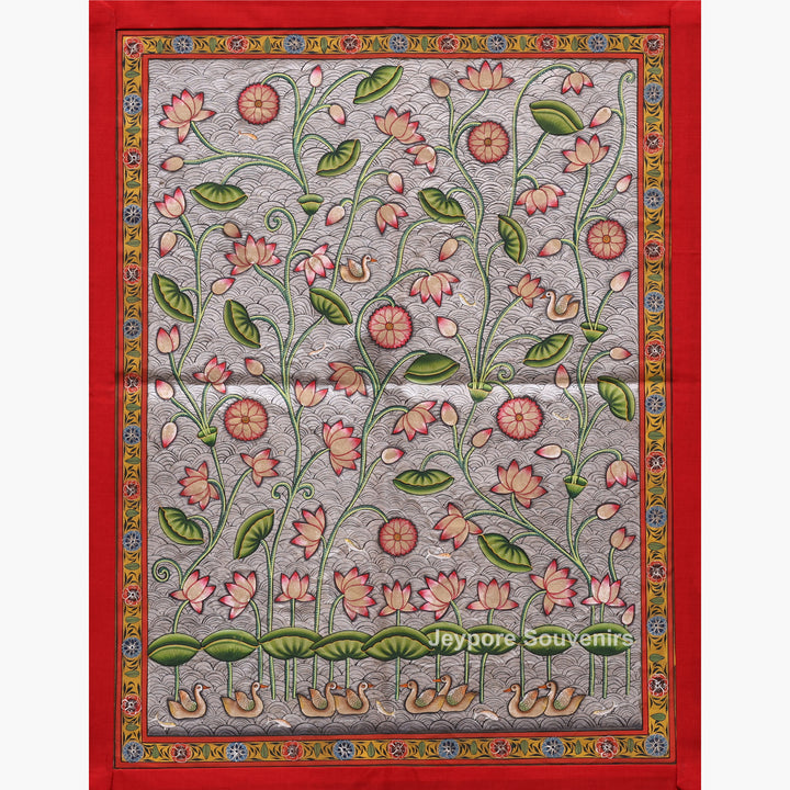 Handcrafted Kamal Talai Pichwai Painting on Cotton Cloth
