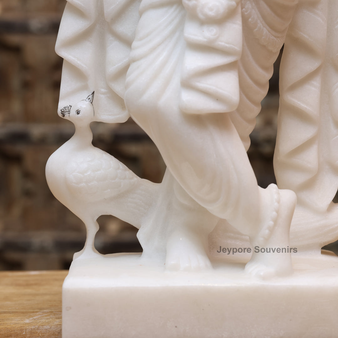 18" Pure White Marble Lord Krishna Statue