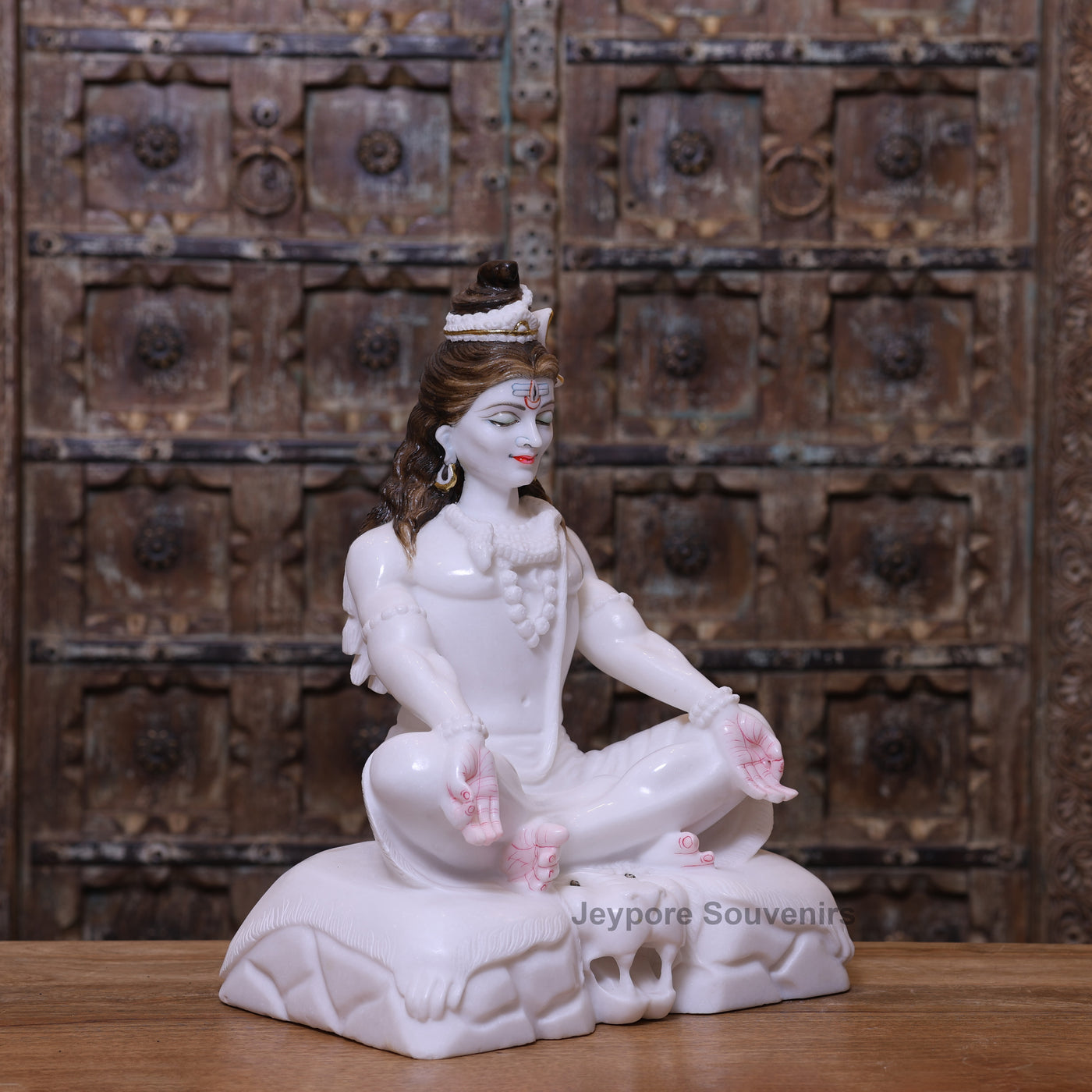 18" Pure White Marble Lord Shiva Idol