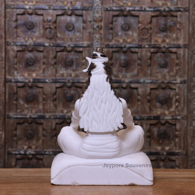 18" Pure White Marble Lord Shiva Idol