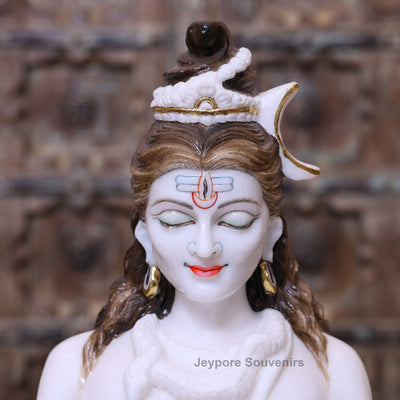 18" Pure White Marble Lord Shiva Idol