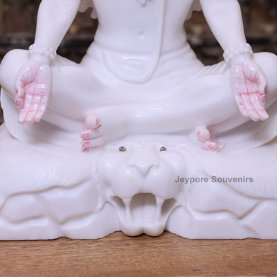 18" Pure White Marble Lord Shiva Idol