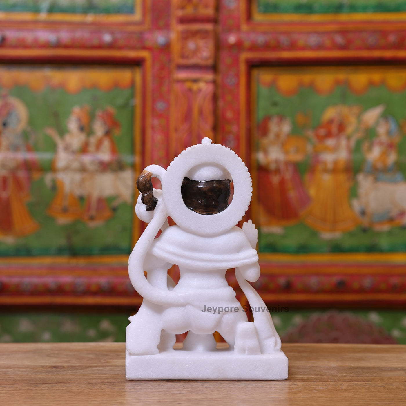 9" Pure White Marble Lord Hanuman Ji Statue