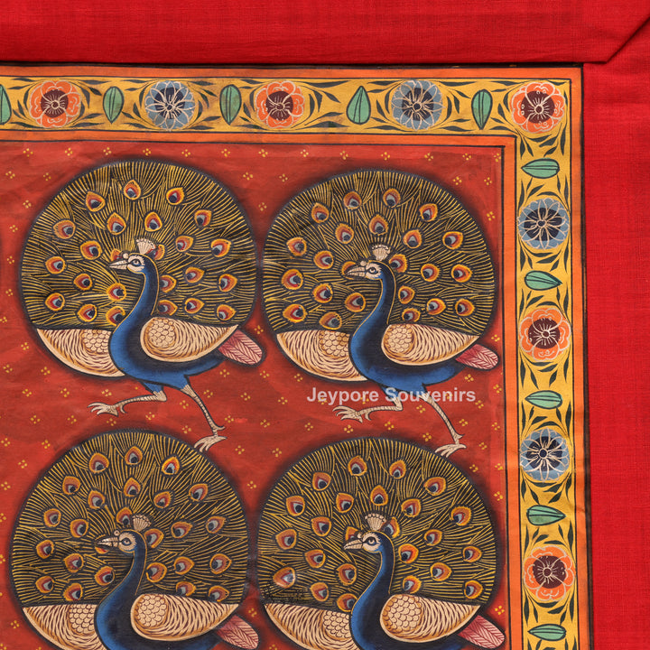 Handcrafted Morakuti Pichwai Painting on Cotton Cloth
