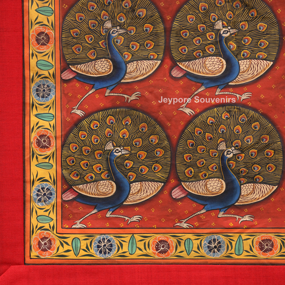 Handcrafted Morakuti Pichwai Painting on Cotton Cloth