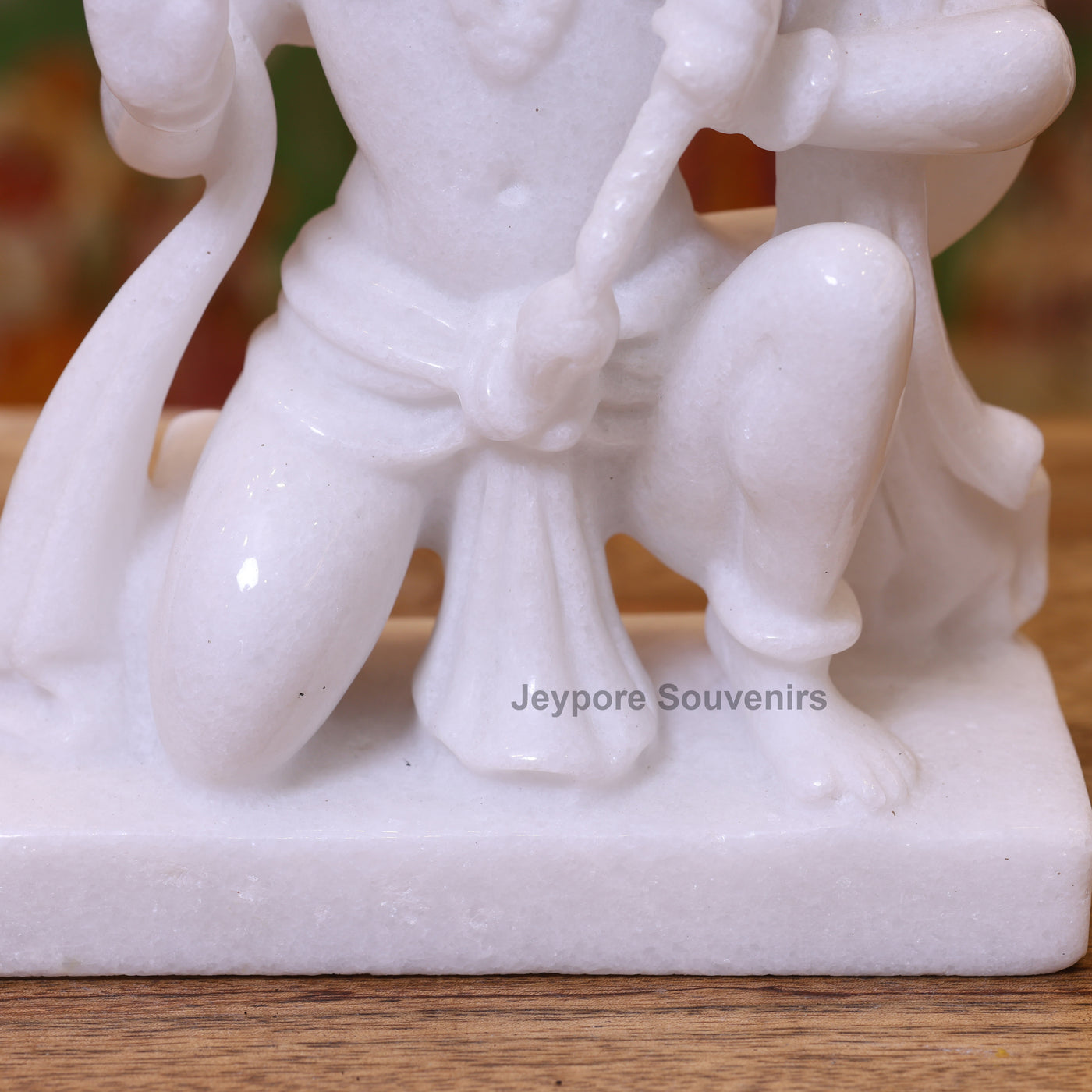 9" Pure White Marble Lord Hanuman Ji Statue