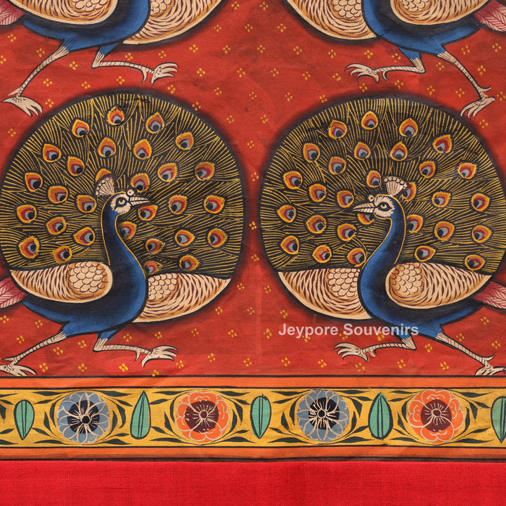 Handcrafted Morakuti Pichwai Painting on Cotton Cloth