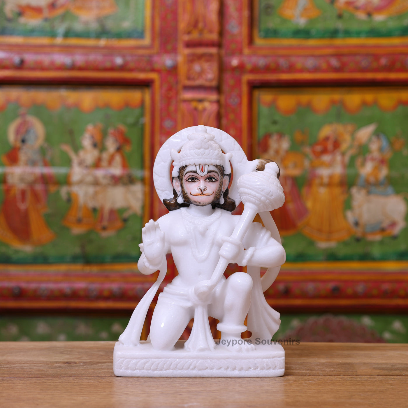 10" Pure White Marble Lord Hanuman Idol