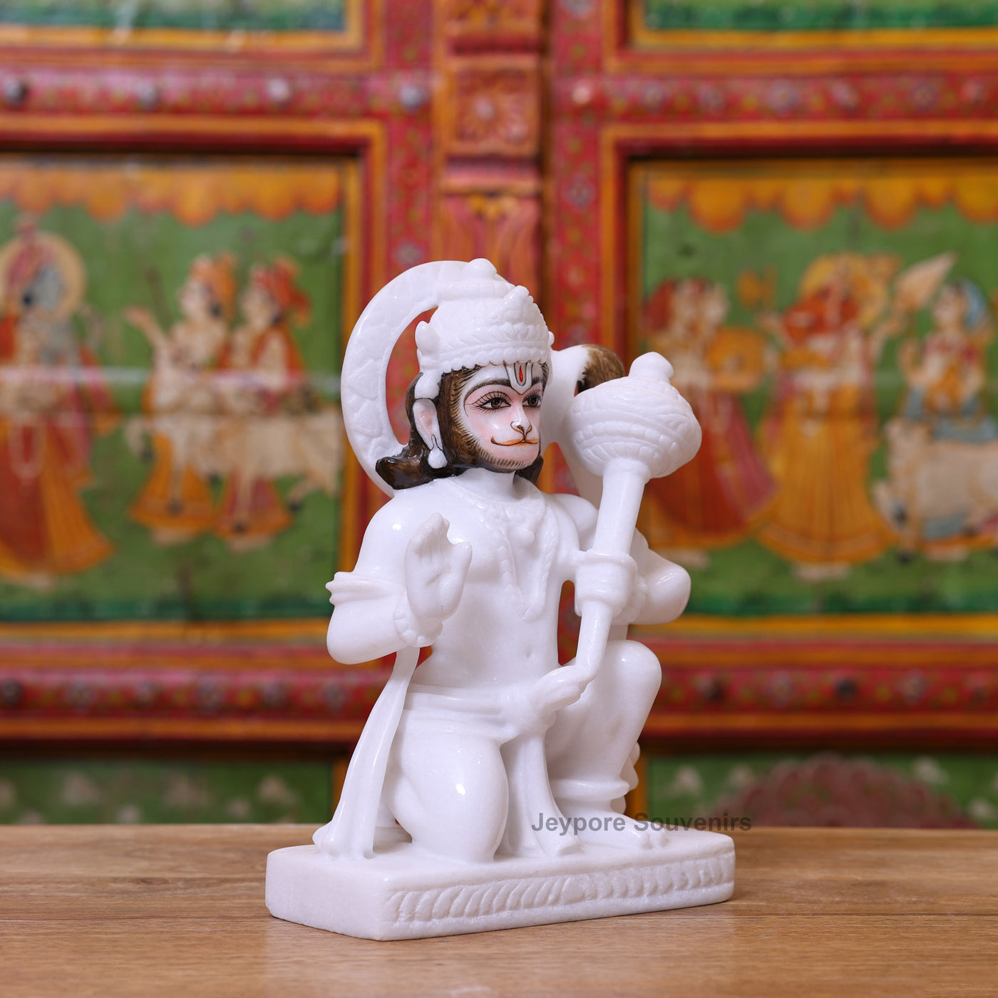 10" Pure White Marble Lord Hanuman Idol