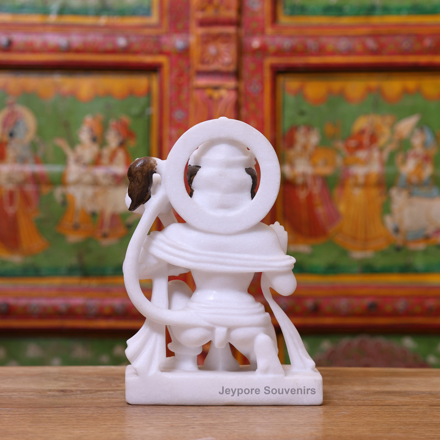 10" Pure White Marble Lord Hanuman Idol