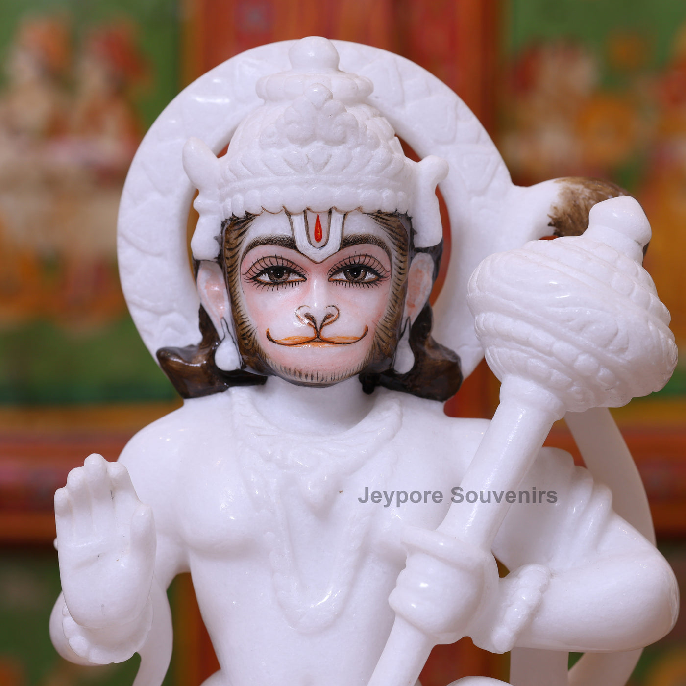 10" Pure White Marble Lord Hanuman Idol