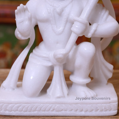 10" Pure White Marble Lord Hanuman Idol