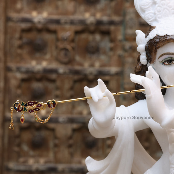25" Pure White Marble Lord Krishna Idol