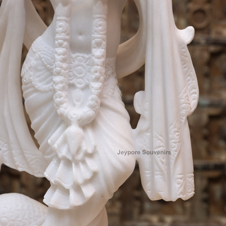 25" Pure White Marble Lord Krishna Idol