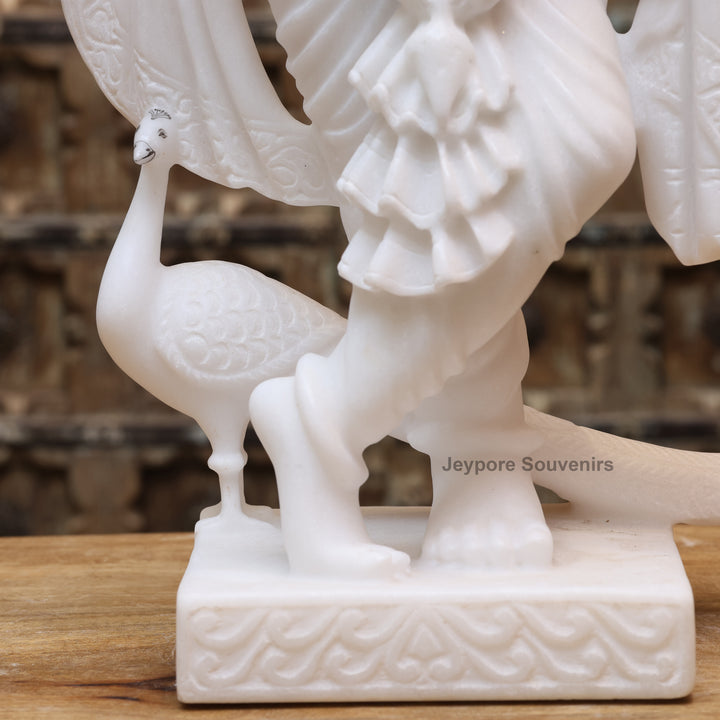 25" Pure White Marble Lord Krishna Idol