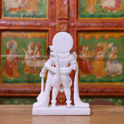 12" White Marble Standing Lord Hanuman Sculpture