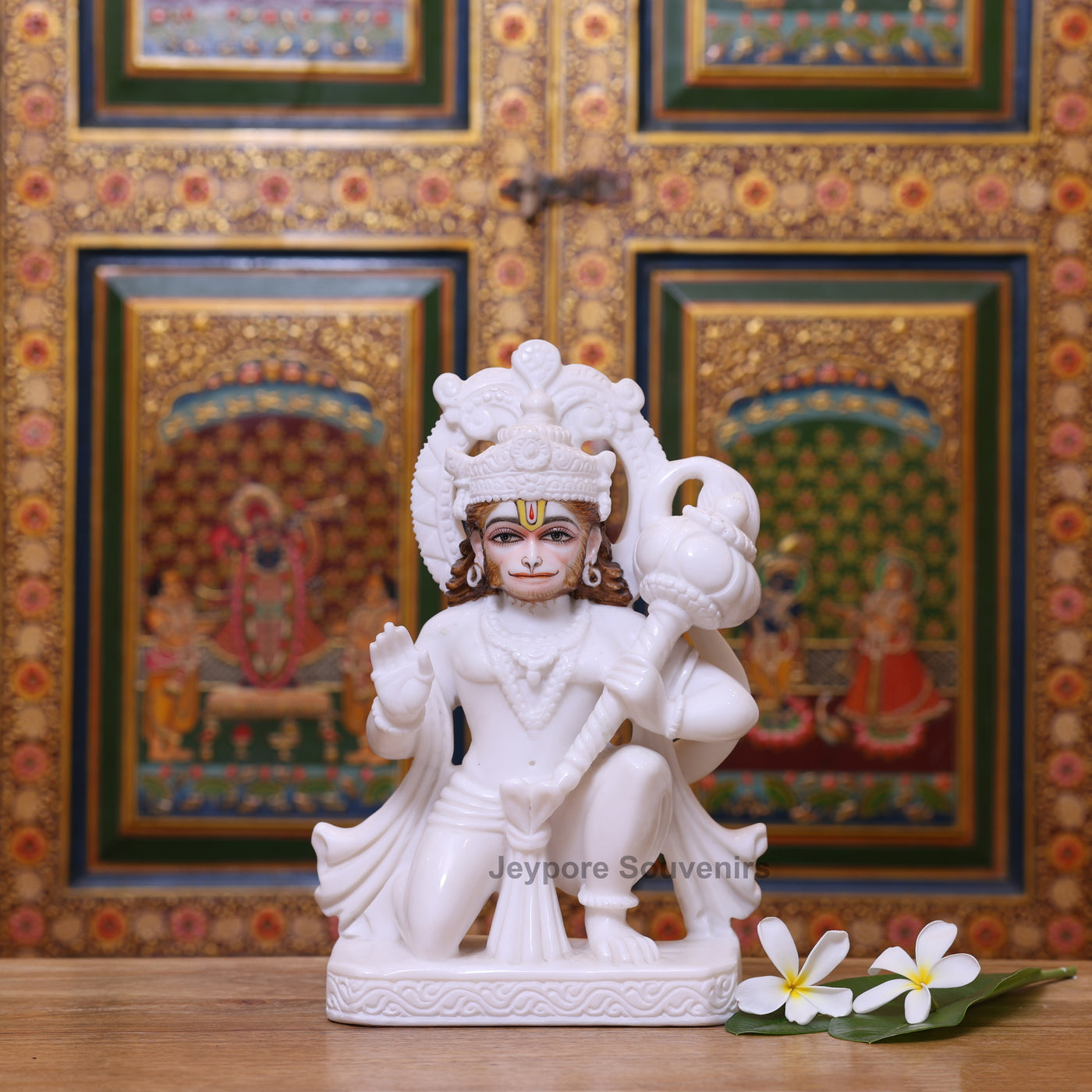 12" Devotional White Marble Lord Hanuman Idol