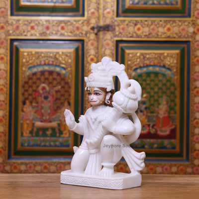 12" Devotional White Marble Lord Hanuman Idol