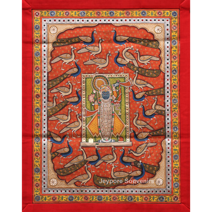 Handcrafted Shrinathji with Peacocks Nathdwara Pichwai Painting