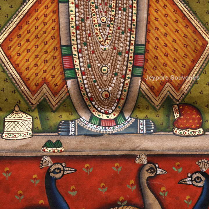 Handcrafted Shrinathji with Peacocks Nathdwara Pichwai Painting