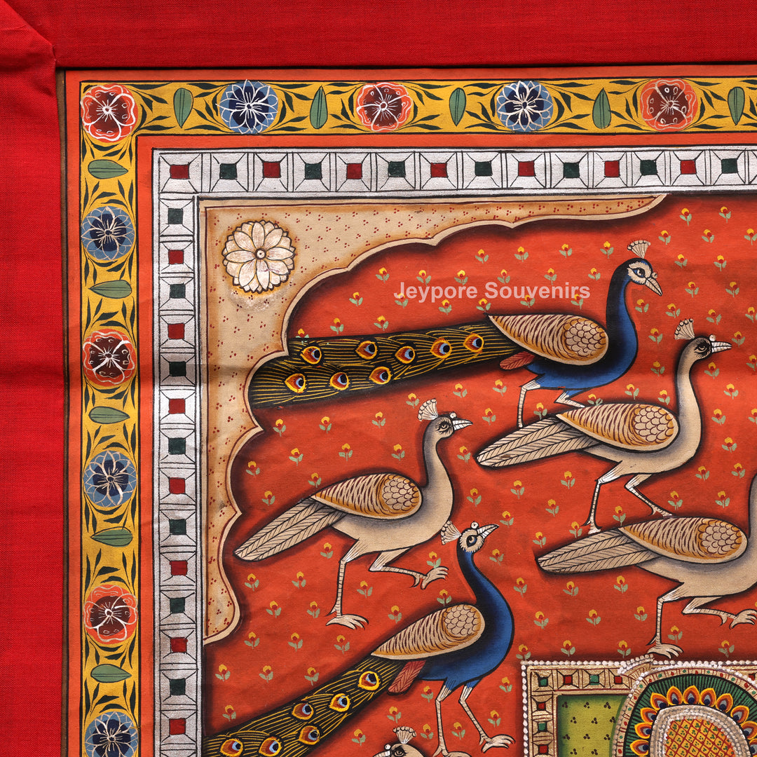 Handcrafted Shrinathji with Peacocks Nathdwara Pichwai Painting