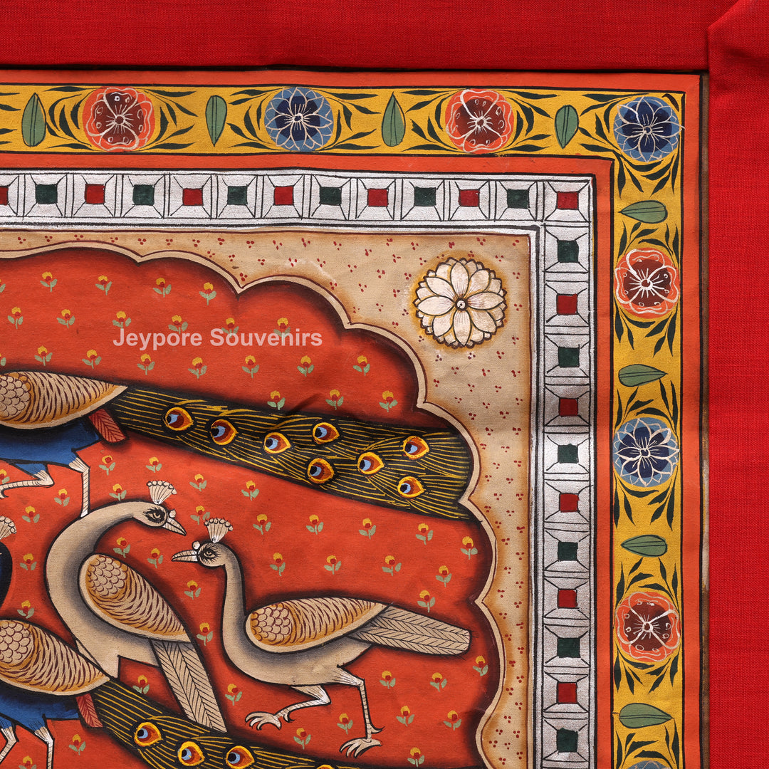 Handcrafted Shrinathji with Peacocks Nathdwara Pichwai Painting