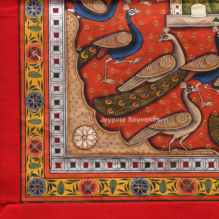 Handcrafted Shrinathji with Peacocks Nathdwara Pichwai Painting