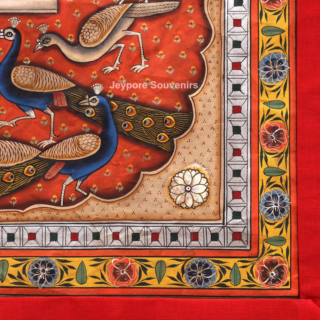 Handcrafted Shrinathji with Peacocks Nathdwara Pichwai Painting