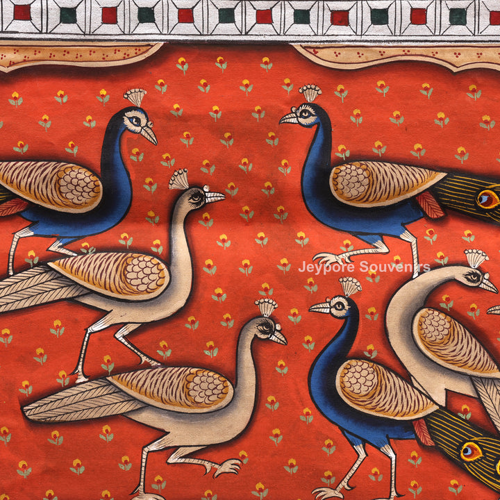 Handcrafted Shrinathji with Peacocks Nathdwara Pichwai Painting