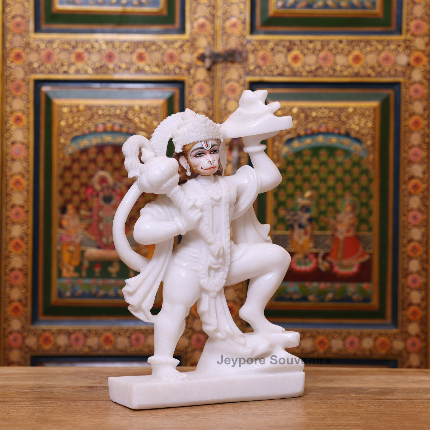 15" Pure White Marble Lord Hanuman Idol