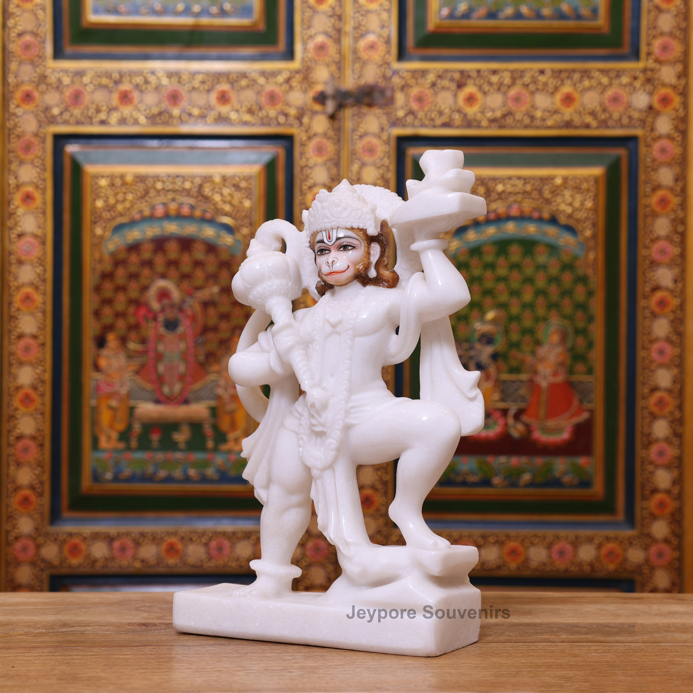 15" Pure White Marble Lord Hanuman Idol