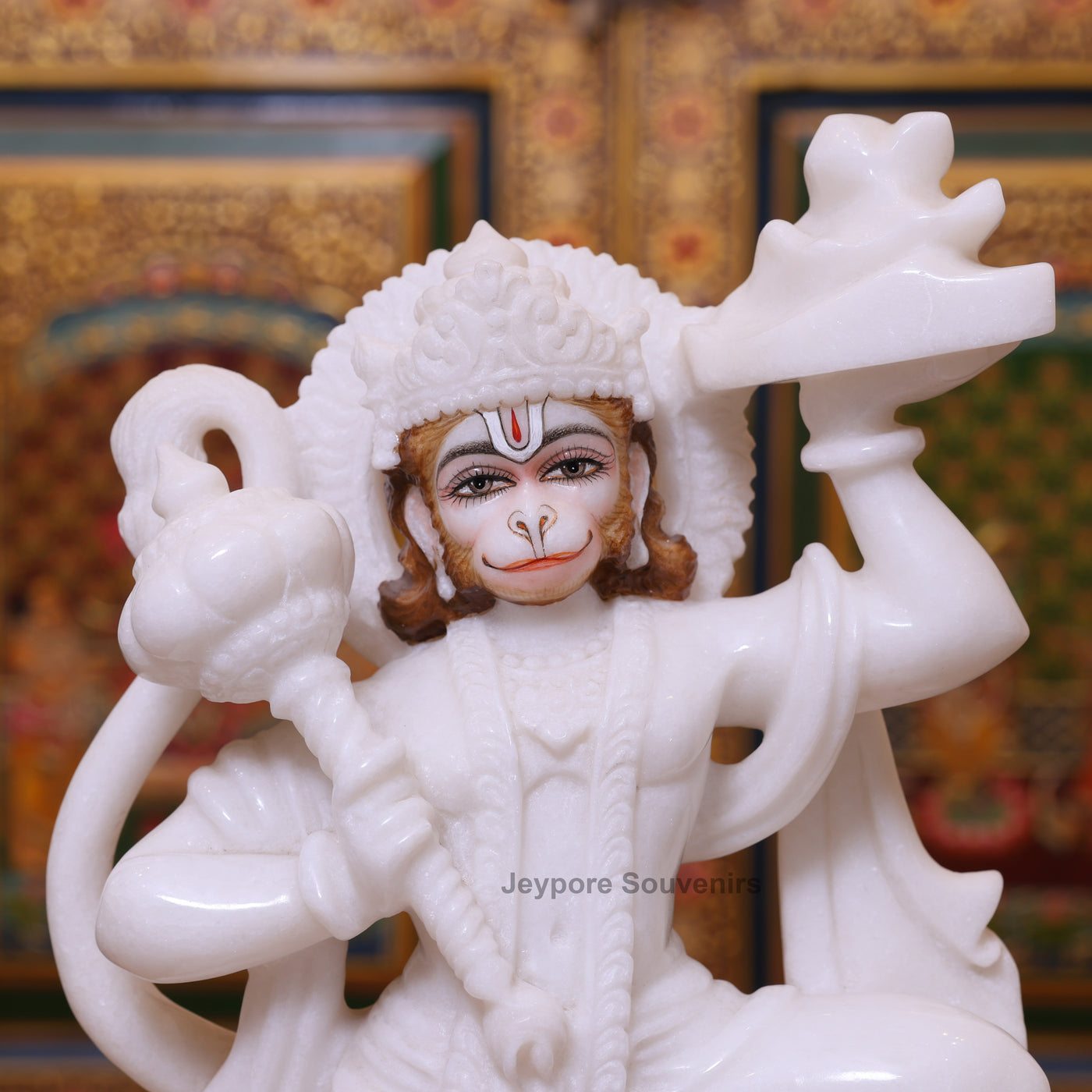15" Pure White Marble Lord Hanuman Idol