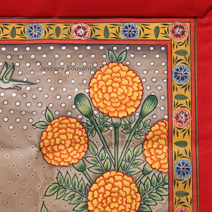 Handcrafted Krishna Flute Pichwai Painting with Cows &amp; Lotus Garden