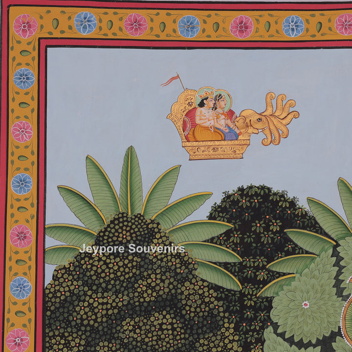 Shrinathji Playing Flute With Many Devotees - Pichwai