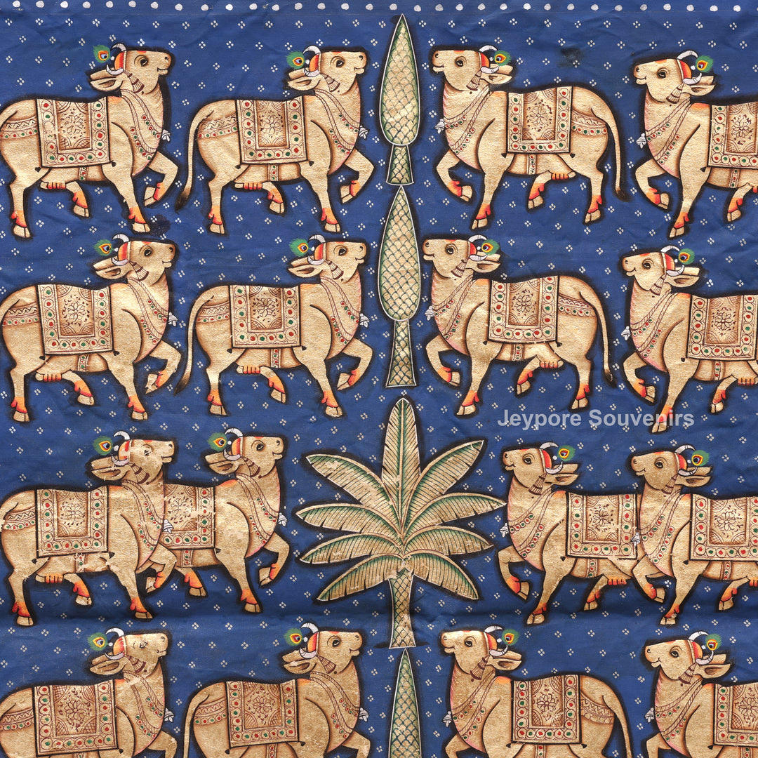 Handcrafted Cows Pichwai Painting on Cotton Cloth