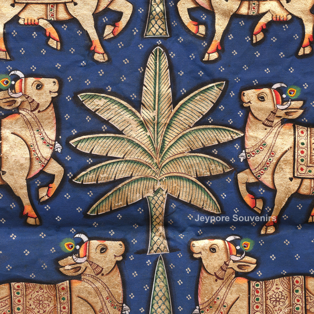 Handcrafted Cows Pichwai Painting on Cotton Cloth