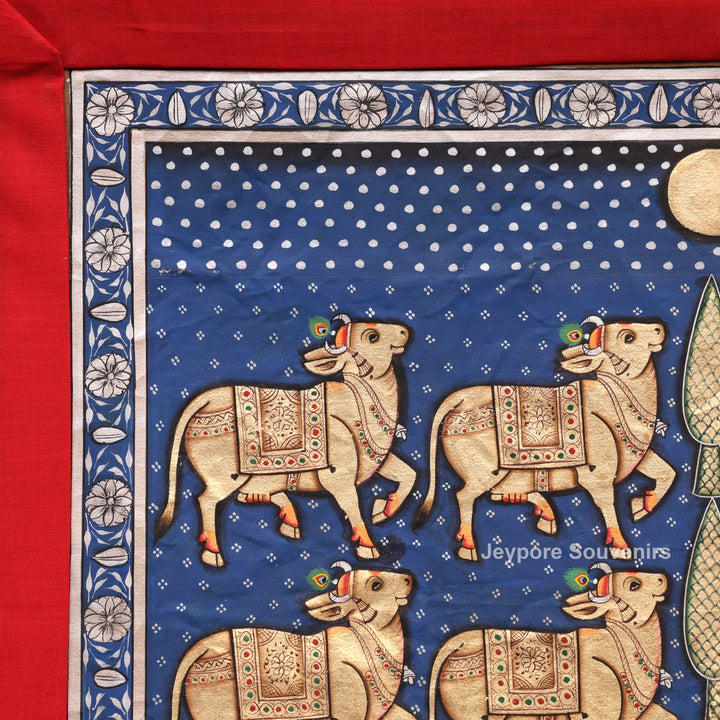Handcrafted Cows Pichwai Painting on Cotton Cloth