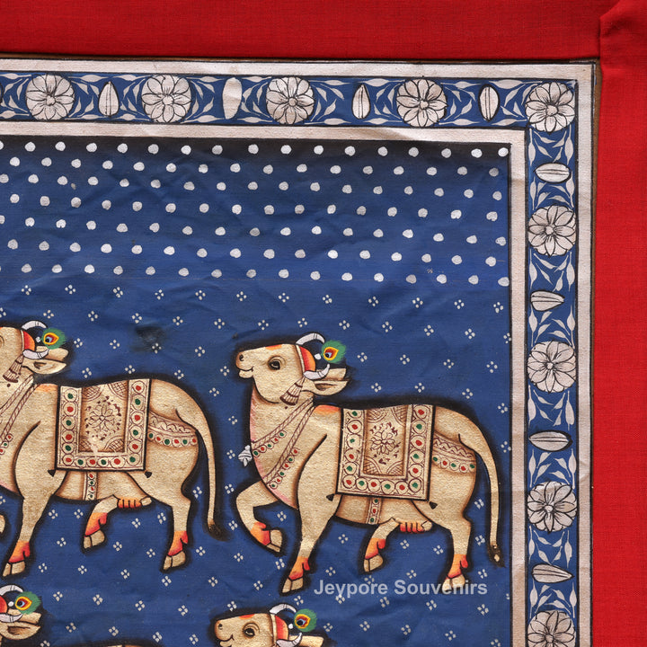 Handcrafted Cows Pichwai Painting on Cotton Cloth