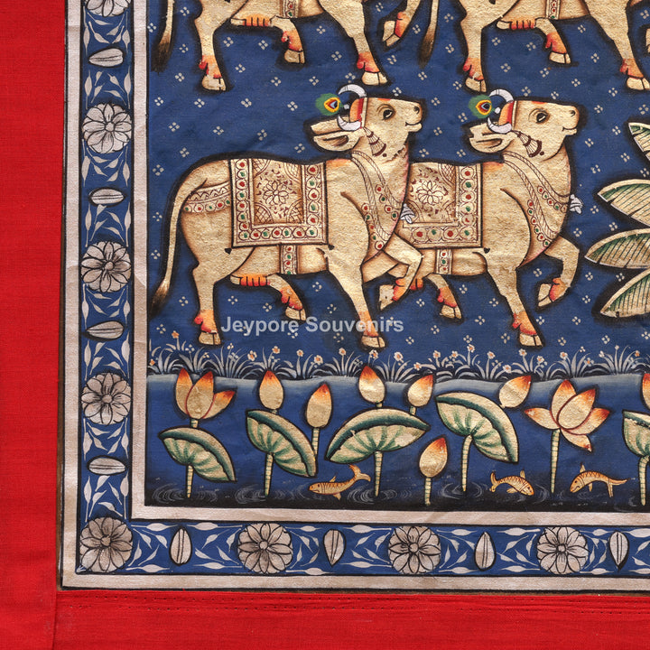Handcrafted Cows Pichwai Painting on Cotton Cloth
