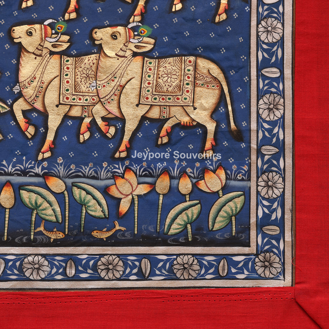 Handcrafted Cows Pichwai Painting on Cotton Cloth